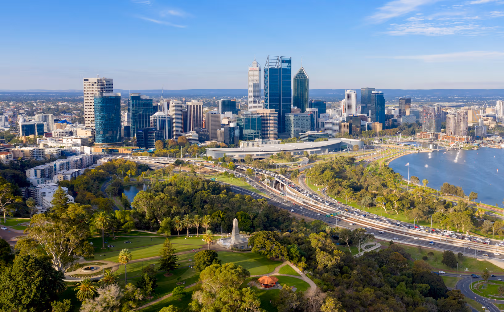 Kings Park overlooking the Swan River, a starting point for kids activities in Perth